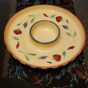 HP NWT Vintage Lenox Poppies on Blue Chips & Dip